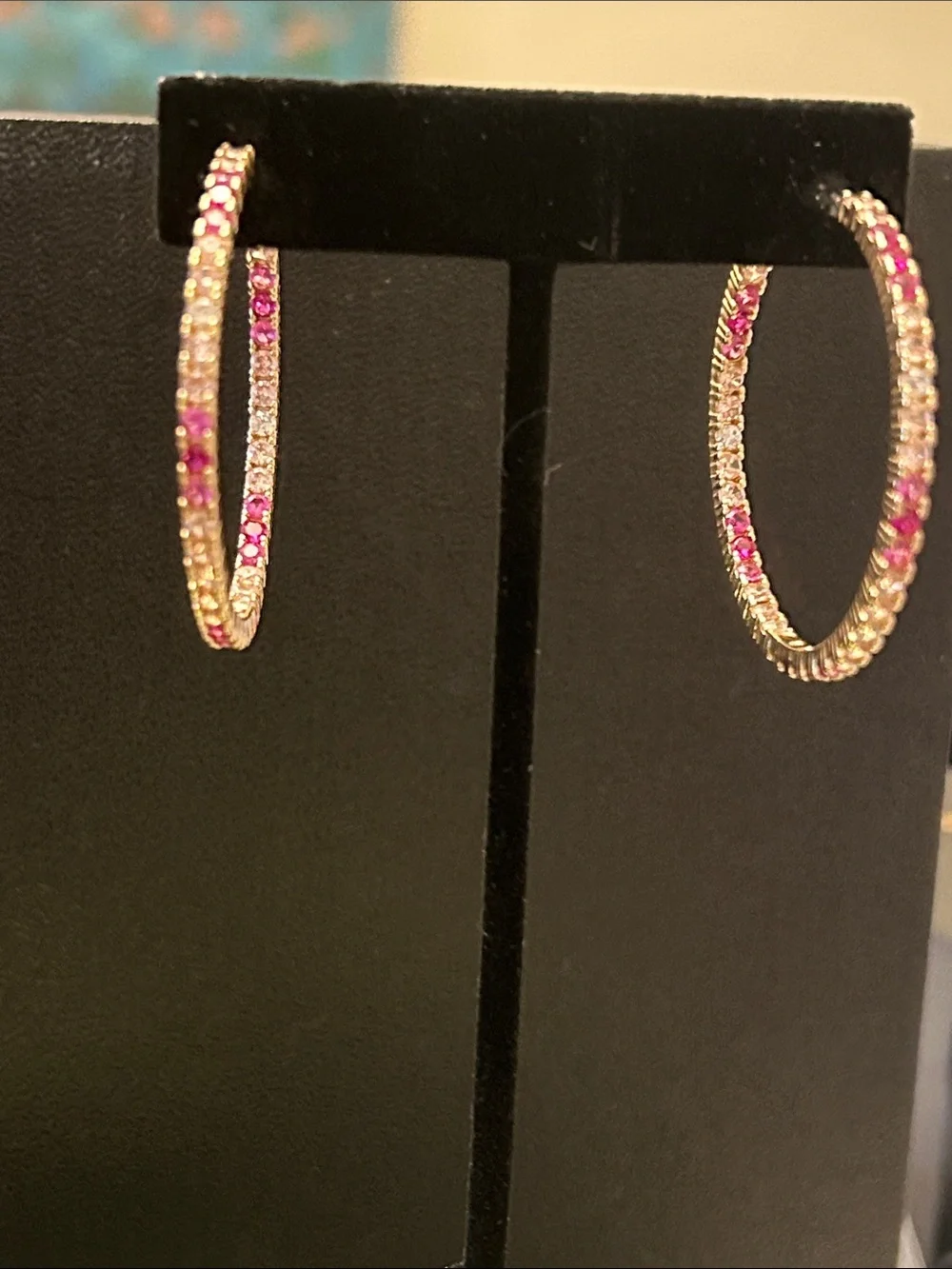 Park Lane Gold Heart Pave Pendant Necklace with Pink Accent Earrings